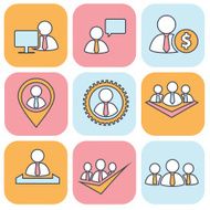 Human resources and management thin line icons set N2