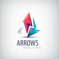 Vector 3d colorful shiny crystal 2 arrows logo