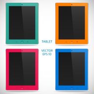set of realistic detailed colored tablets with touch screen isolated N2
