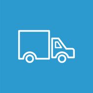 truck outline icon isolated white on the blue background