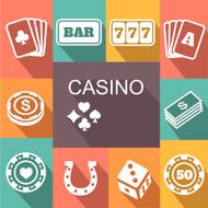 gambling related vector icons Poster Card and casino poker game