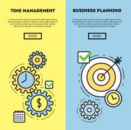 Time management and business planning graphic banners set