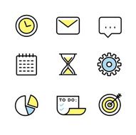 Time management and business planning graphic icons set