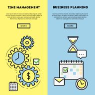 Time management and business planning graphic banners set N2