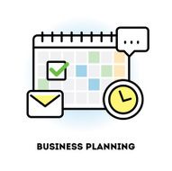 Time management and business planning graphic outline icon N2