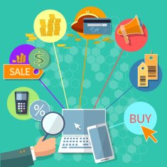 Internet shopping process e-commerce concept