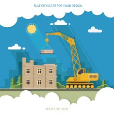Construction site building a house Front apartment Flat style