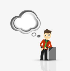 Cartoon businessman with message cloud thinking or talking N11