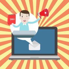 Shop online with laptop - Vector