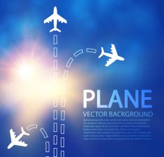 Blue background with white airplanes N3