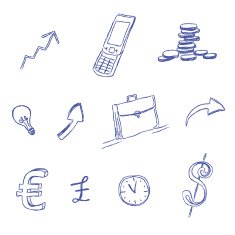 business icon set sketch hand drawing vector illustration