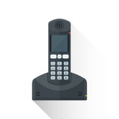 vector flat style black landline wireless phone illustration ico