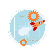 Banner with rocket Startup Flat style Vector illustration