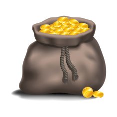 Gray bag full of gold coins Vector illustration