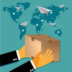 international delivery concept in flat design vector