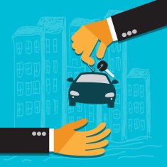 seller holds key for car and gives to buyer flat N2