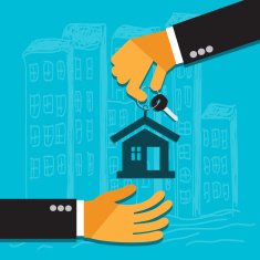 seller holds key for hose and gives it to buyer