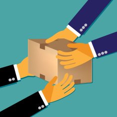 team work concept in flat design for web vector