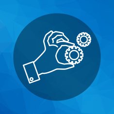 Hand holding gear wheels