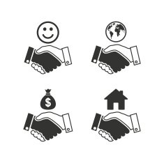 Handshake icons World Smile happy face N2