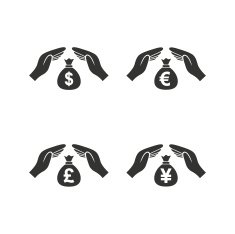 Hands insurance icons Money savings signs N2