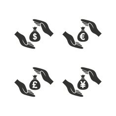 Hands insurance icons Money savings signs N5