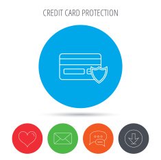 Protection credit card icon Shopping sign