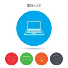 Notebook icon Mobile laptop sign