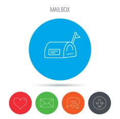 Mailbox with flag icon Post email box sign