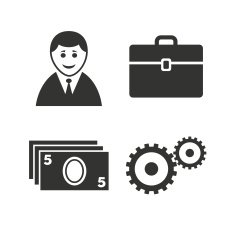 Businessman signs Human and cash money icons N3
