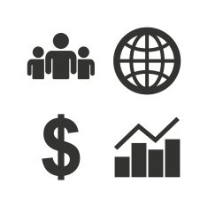 Business signs Graph chart and globe icons