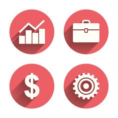 Business signs Graph chart and case icons