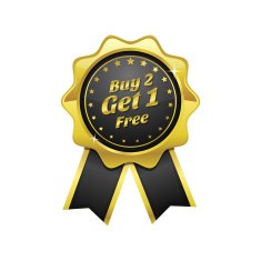 Buy 2 get 1 free golden Vector Icon