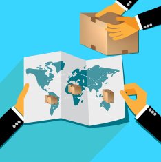 delivery concept hands holding map with parcels N2