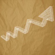 Arrow charts analysis 3d white scribble on a brown background