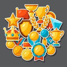 Sport or business award sticker icons background N7