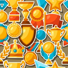 Sport or business award sticker icons seamless pattern