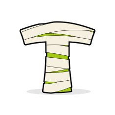 Letter T Mummy Typography icon in bandages Horrible Egyptian