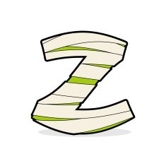 Letter Z Egyptian zombies Mummy ABC icon coiled medical bandage