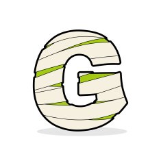 Letter G Mummy Typography icon in bandages Egyptian zombie tem