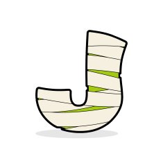 Letter J Mummy Typography icon in bandages Horrible Egyptian e