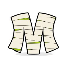 Letter M Mummy Typography icon in bandages Horrible Egyptian