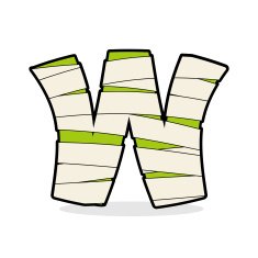 Letter W Mummy Typography icon in bandages Horrible Egyptian e