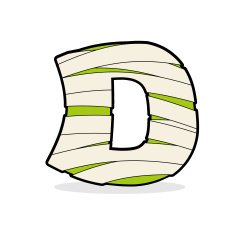 Letter D Mummy Typography icon in bandages Egyptian zombie te