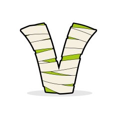 Letter V Egyptian zombies Mummy ABC icon coiled medical bandage