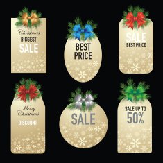 Set of christmas tags