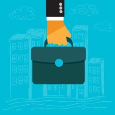 Vector businessman's hand holding briefcase
