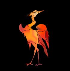 Lovely bird type stork in Japanese style colored feathers N2
