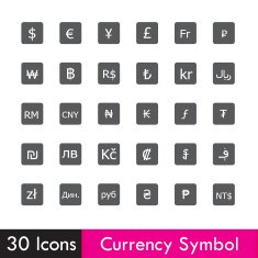 Set of Currency and business icon isolated on white background
