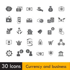 Set of Currency and business icon isolated on white